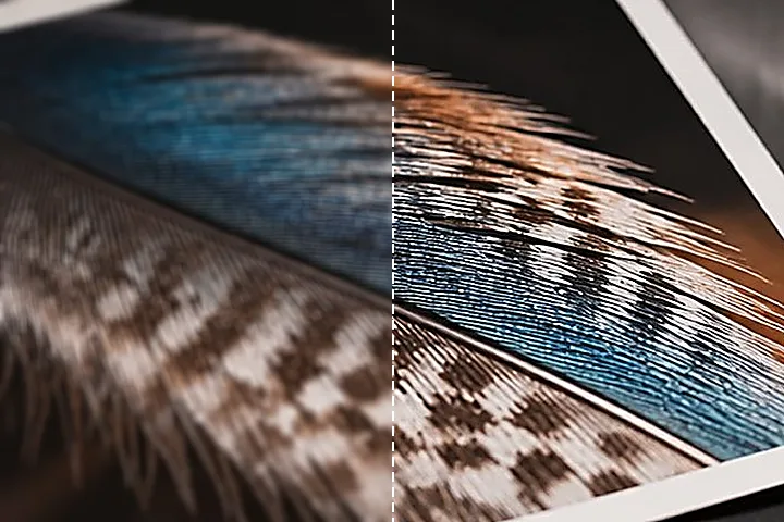 Out-of-focus print: before and after, side by side